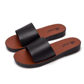 Lightweight Slides Open Toe Summer Slippers , Women Flat Sandals Slippers